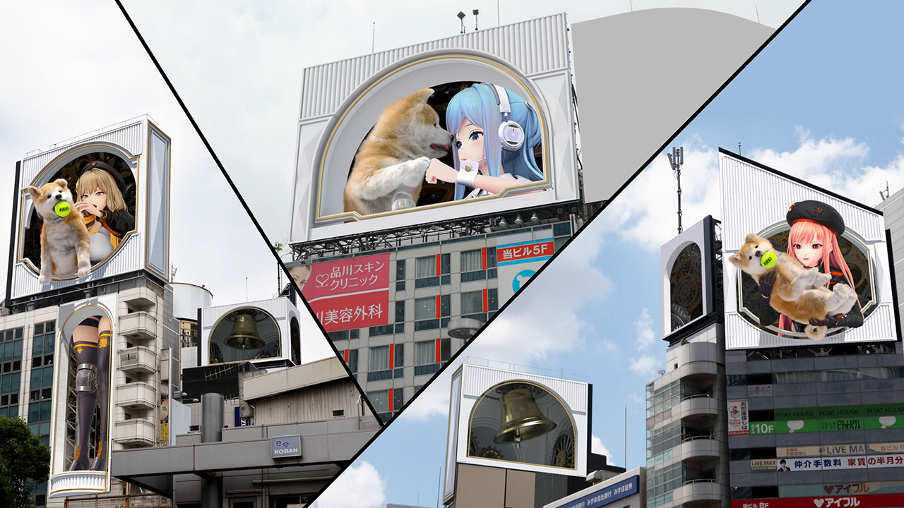 『秋田犬3Dカラクリ時計コラボ』の第一弾となる『勝利の女神：NIKKE』広告